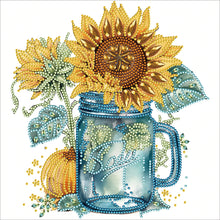 Load image into Gallery viewer, Sunflower Glass Bottle-Partial Special Diamond Painting-30x30cm