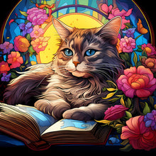 Load image into Gallery viewer, Stained Glass Cat-Full Round Diamond Painting-30x30cm