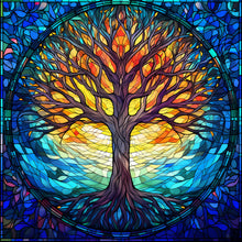 Load image into Gallery viewer, Stained Glass Tree-Full Round Diamond Painting-30x30cm