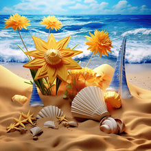 Load image into Gallery viewer, Sunflower Beach-Full Round Diamond Painting-30x30cm