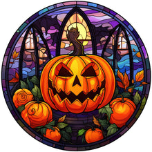 Load image into Gallery viewer, Stained Glass Halloween-Full Round Diamond Painting-30x30cm