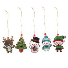 Load image into Gallery viewer, 5pcs/set Double Sided Christmas DIY Diamond Painting Hanging Pendant Trees Decoration