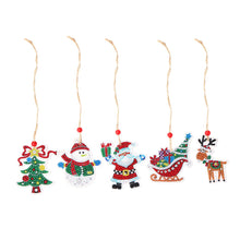 Load image into Gallery viewer, 5pcs/set Double Sided Christmas DIY Diamond Painting Hanging Pendant Trees Decoration