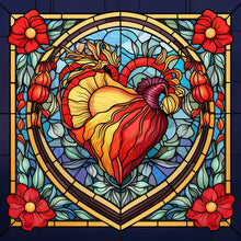 Load image into Gallery viewer, Stained Glass Heart-Full Round Diamond Painting-30x30cm