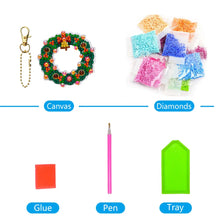 Load image into Gallery viewer, 5Pcs Christmas Wreath Double Sided Diamond Painting Keychain