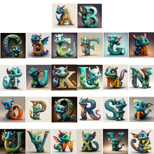 Load image into Gallery viewer, Alphabet Dinosaur-Full Round Diamond Painting-30x30cm