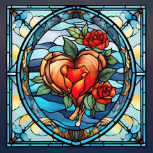 Load image into Gallery viewer, Stained Glass Heart-Full Round Diamond Painting-30x30cm