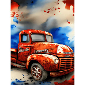 Independence Day Retro Vintage Car-Full Round Diamond Painting-30x40cm