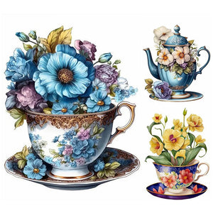 Teacup Bouquet-Full Round Diamond Painting-30x40cm