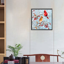 Load image into Gallery viewer, Red Linnet On The Branch-Full Round Diamond Painting-30x30cm

