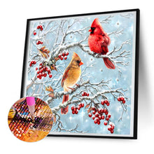 Load image into Gallery viewer, Red Linnet On The Branch-Full Round Diamond Painting-30x30cm
