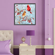 Load image into Gallery viewer, Red Linnet On The Branch-Full Round Diamond Painting-30x30cm
