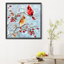 Load image into Gallery viewer, Red Linnet On The Branch-Full Round Diamond Painting-30x30cm
