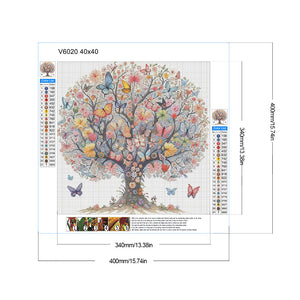 Butterfly Tree-Full Round Diamond Painting-40x40cm