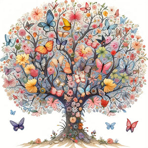 Butterfly Tree-Full Round Diamond Painting-40x40cm