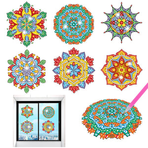 6Pcs/Set-Mandala-Diamond Glass Sticker