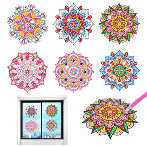6Pcs/Set-Mandala-Diamond Glass Sticker