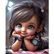 Load image into Gallery viewer, Sweet Cool Girl-Full Round Diamond Painting-40x50cm
