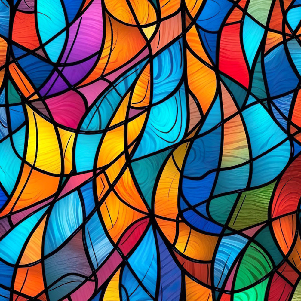 Abstract Color Blocks-Full Round Diamond Painting-30x30cm
