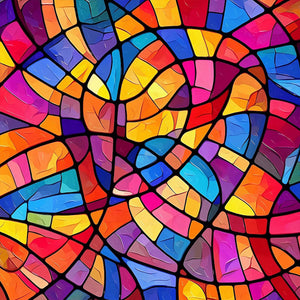 Abstract Color Blocks-Full Round Diamond Painting-30x30cm