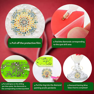 6/8Pcs/Set-Animal-Wine Glass Pendant-Diamond Pendant-JH-JBG017