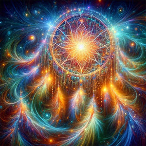 Fantasy Starry Dreamcatcher-Full Round Diamond Painting-30x30cm