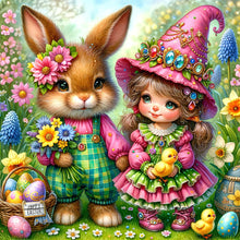 Load image into Gallery viewer, Easter Flower Gnome-Full Round Diamond Painting-30x30cm
