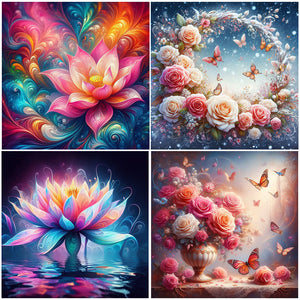 Flower-Full Round Diamond Painting-30x30cm