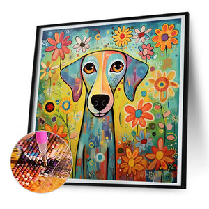 Cartoon Puppy-Full Round Diamond Painting-30x30cm