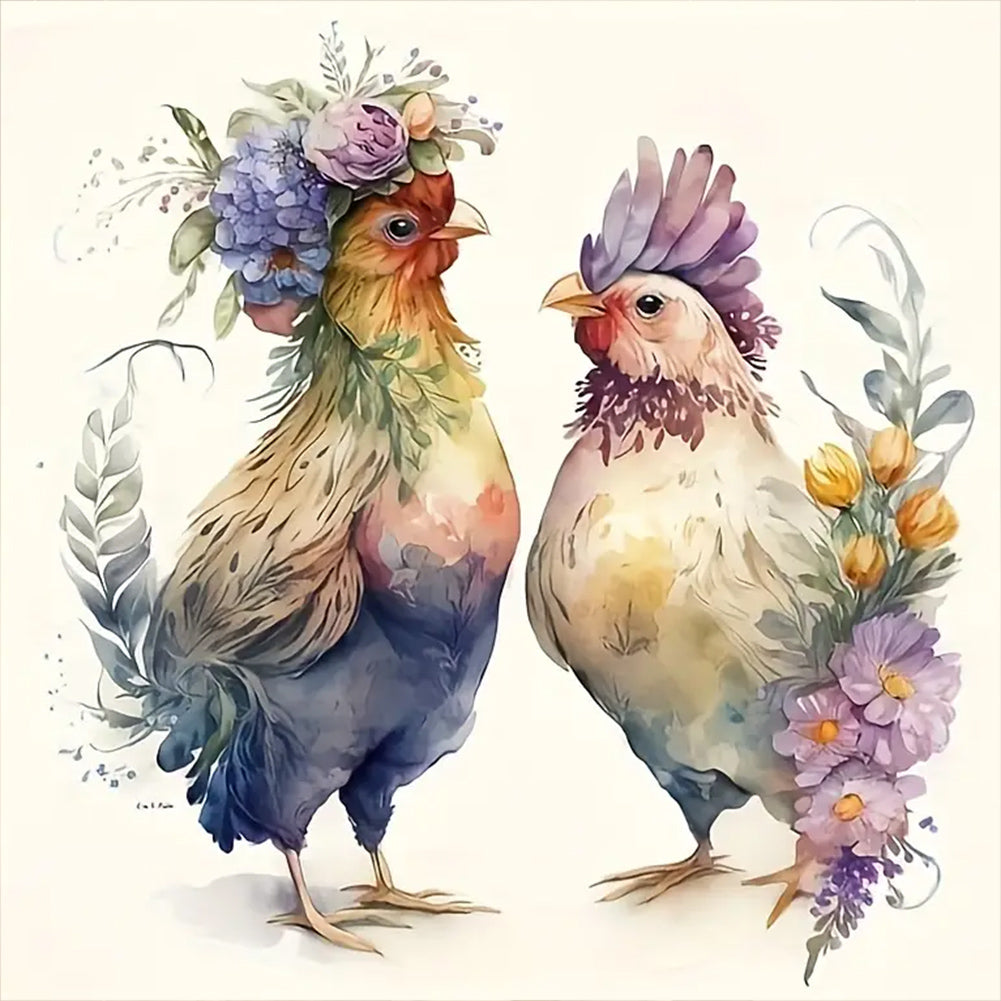 Cartoon Chicken-Full Round Diamond Painting-30x30cm