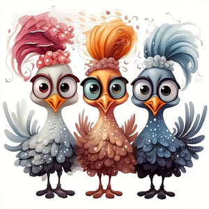 Cartoon Chicken-Full Round Diamond Painting-30x30cm