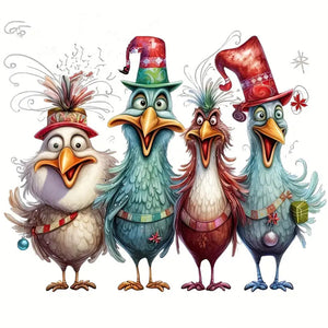 Cartoon Chicken-Full Round Diamond Painting-30x30cm