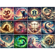 Load image into Gallery viewer, Twelve Zodiac Signs-Full Round Diamond Painting-30x30cm
