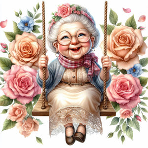 Old Lady-Full Round Diamond Painting-30x30cm