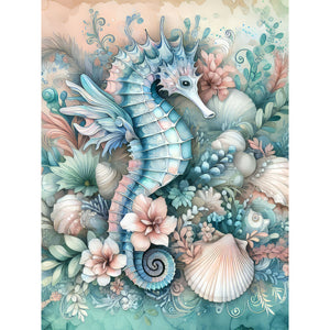 Flowers Seahorse-Full Round Diamond Painting-30x40cm