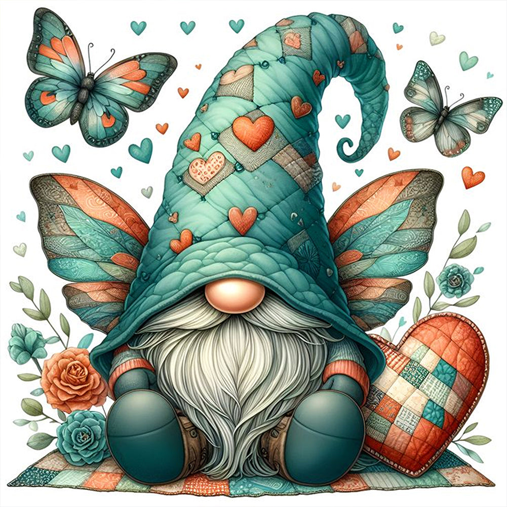 Butterfly Gnome-Full Round Diamond Painting-30x30cm