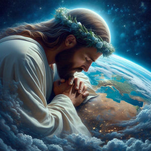 Earth And Jesus-Full Round Diamond Painting-30x30cm