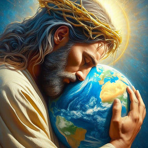 Earth And Jesus-Full Round Diamond Painting-30x30cm