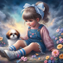 Load image into Gallery viewer, Life of Pets Girl-Full Round Diamond Painting-30x30cm
