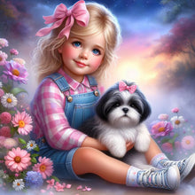 Load image into Gallery viewer, Life of Pets Girl-Full Round Diamond Painting-30x30cm
