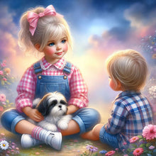 Load image into Gallery viewer, Life of Pets Girl-Full Round Diamond Painting-30x30cm

