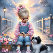 Load image into Gallery viewer, Life of Pets Girl-Full Round Diamond Painting-30x30cm

