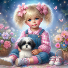 Load image into Gallery viewer, Life of Pets Girl-Full Round Diamond Painting-30x30cm
