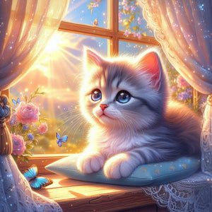 Cat-Full Round Diamond Painting-30x30cm