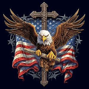 American Eagle Cross-Full Round Diamond Painting-30x30cm