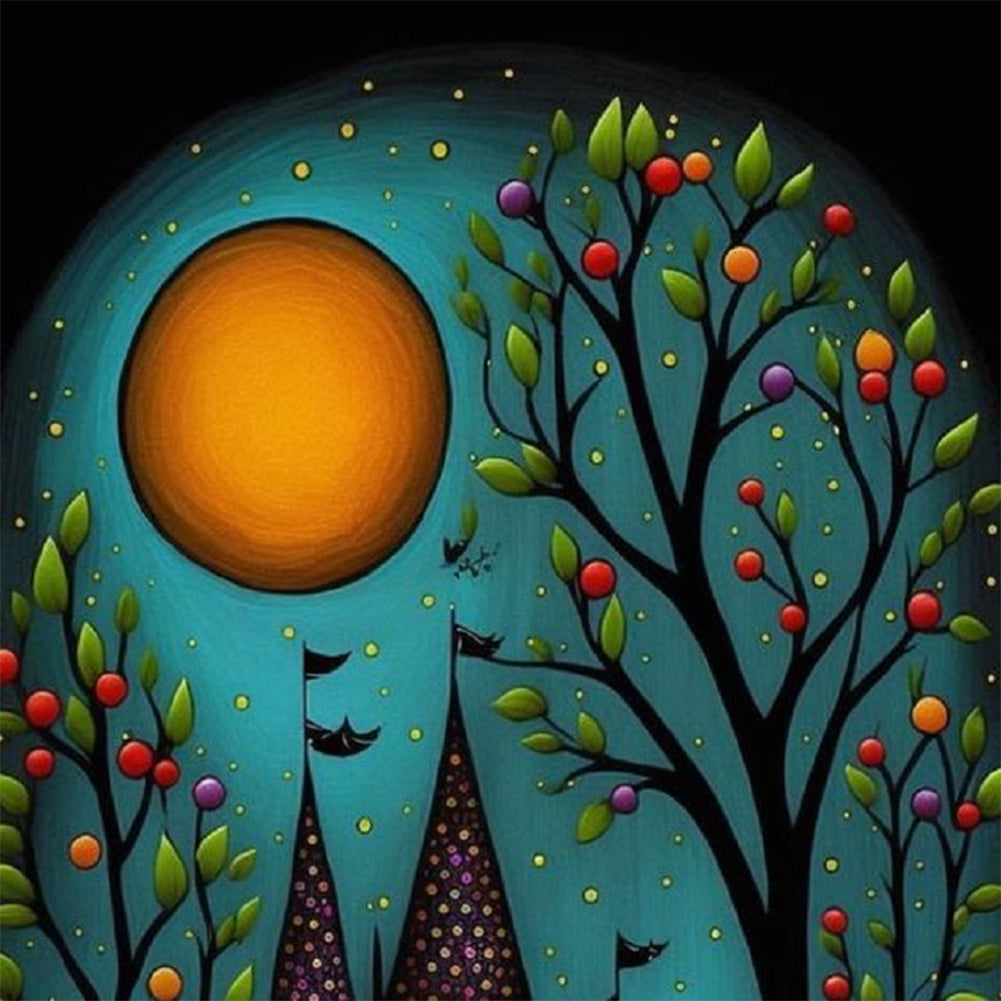 Abstract Trees-Full Round Diamond Painting-30x30cm
