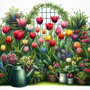 Spring Garden-Full Round Diamond Painting-30x30cm
