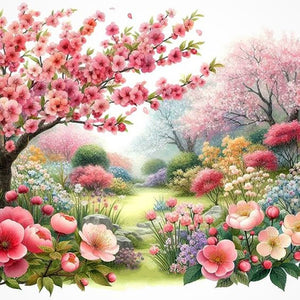 Spring Garden-Full Round Diamond Painting-30x30cm