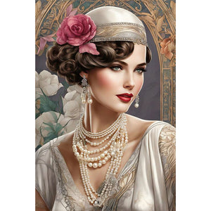 Lady-Full Round Diamond Painting-40x60cm
