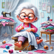 Load image into Gallery viewer, Old Lady Holding Tulips-Full Round Diamond Painting-30x30cm
